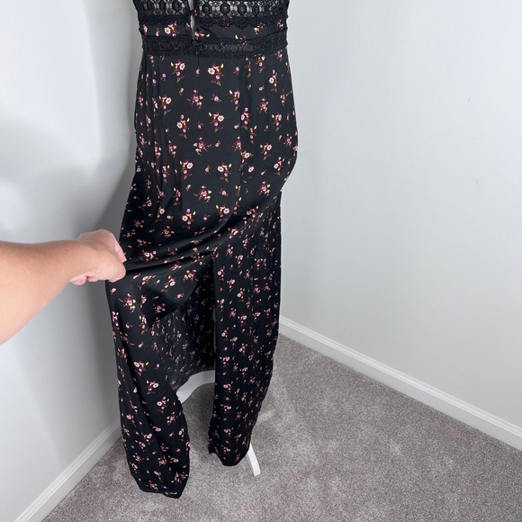 Intimately Free People Out & About Maxi Floral Slip Lace Black Dress M - Picture 7 of 8